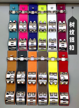 欧美女真皮铆钉朋克手镯明星同款