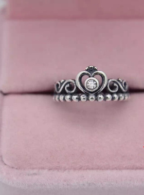 s925纯银泰银戒指复古皇冠女生