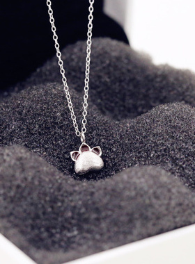 韩国s925纯银猫爪吊坠女猫咪甜美