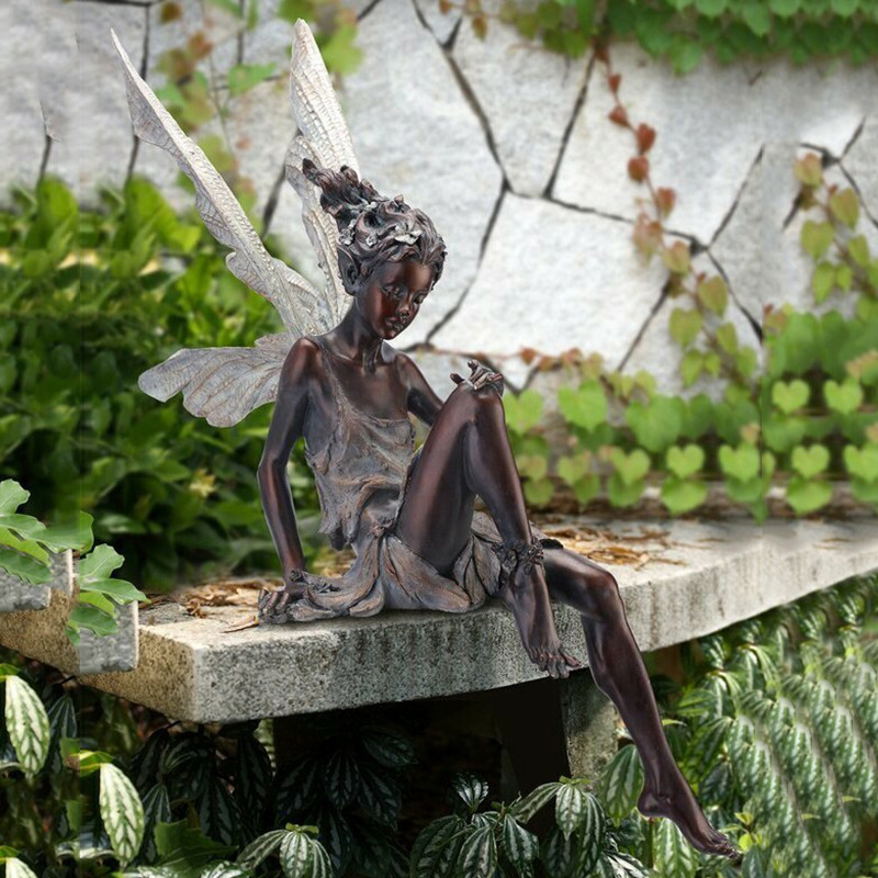 Sitting Fairy Statue跨境外贸树脂工艺品花仙子园林花园树脂摆件 - 图1