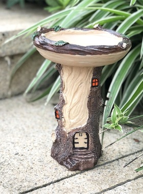 树脂屋 Sunflower Bird Bath树脂树洞小屋喂食器装饰品摆件工艺品