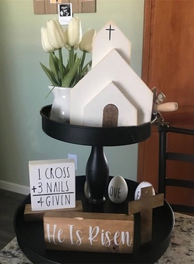 复活节木制摆件托盘装饰摆件