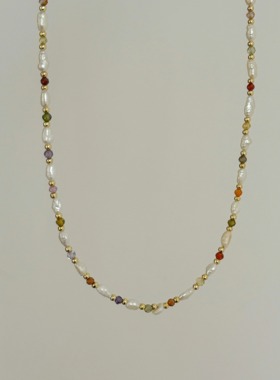 OASIS 春日波光天然珍珠小米珠彩色串珠项链精致轻奢新款锁骨链女