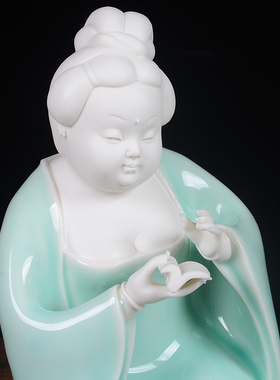 新中式唐代青瓷仕女家居装饰摆件