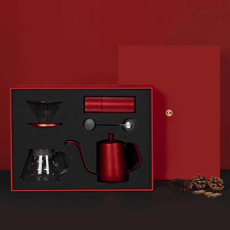TIMEMORE泰摩 中国红全套手冲咖啡套装礼盒 咖啡壶滤杯家用磨豆机 - 图1