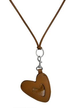 简约皮质爱心挂颈零钱包项链女