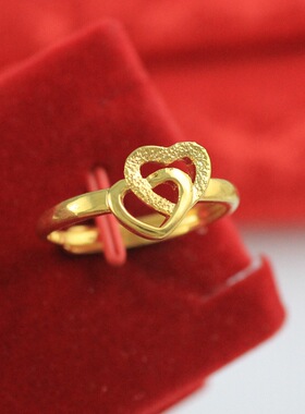 爱心戒指喜庆铜镀金首饰品不褪色