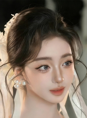 森系米白色永生花蝴蝶结发饰甜美婚纱造型仿真花配饰新娘结婚头饰