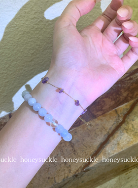 忍冬HONEYSUCKLE  紫色微醺 简约不规则碎石紫水晶钛钢不掉色手链