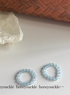 忍冬Honeysuckle 手作款 新中式天然石串珠小众通勤叠戴素圈戒指