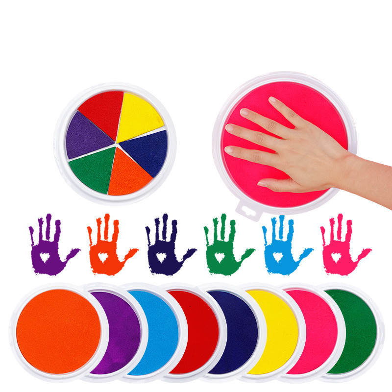 幼儿园彩色手指画印泥小学生手掌印盘可水洗颜料儿童印台拓印工具-图3