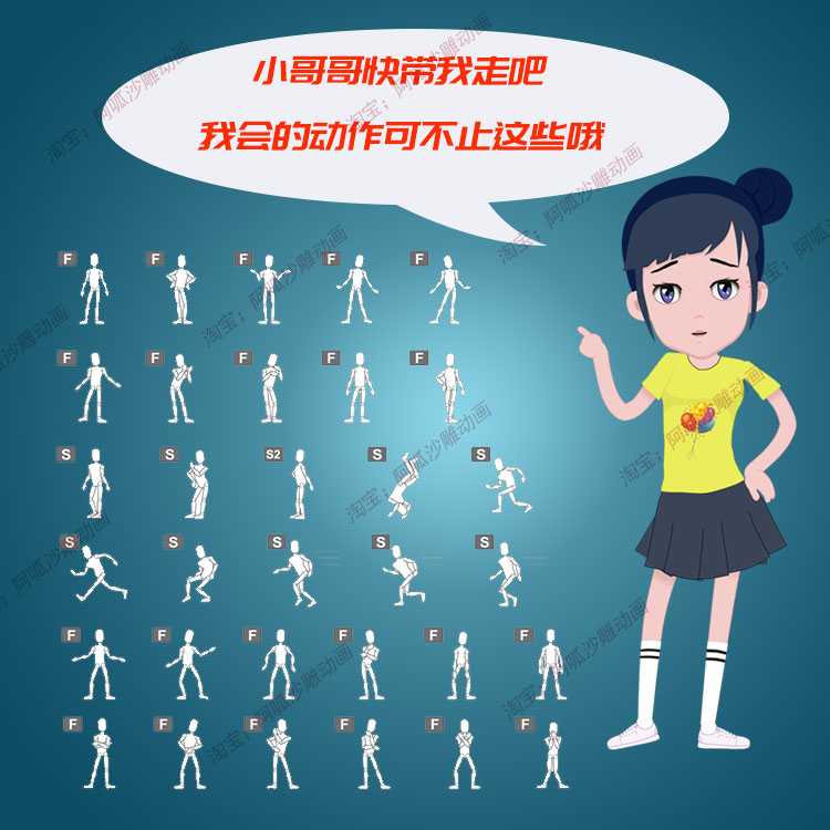 Cartoon Animotar角色模型G3变形头部CTA人物绑定骨骼三视图卡通 - 图0