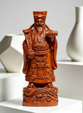 花梨木雕福禄寿三星佛像摆件