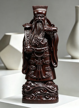 黑檀木雕福禄寿三星神像摆件
