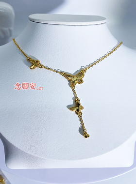 高端货新中式蝴蝶项链女款2025年新款精致轻奢仿真锁骨链百搭镀金