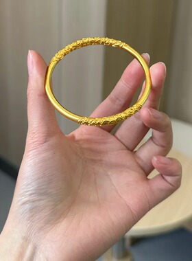 新款镀金卷草纹手镯女