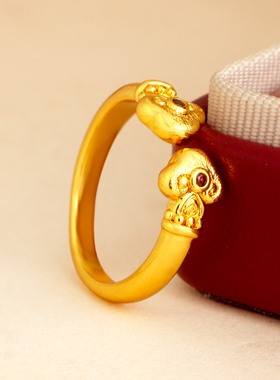 古法金花丝如意戒指时尚开口指环