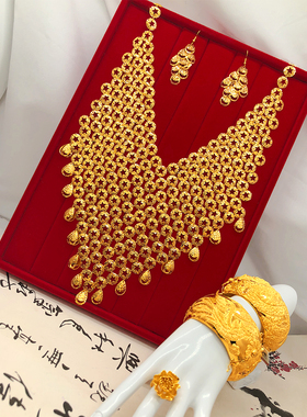 婚嫁首饰镀金凤凰花橱窗套装