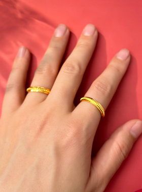 新中式镀金素圈戒指男女