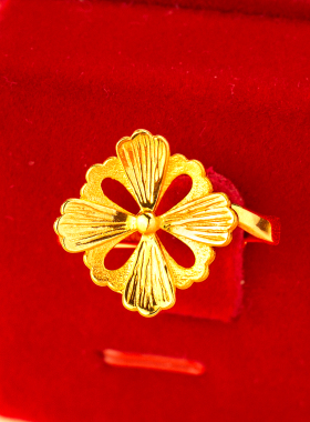 镀金四叶草轻奢开口可调女戒手饰