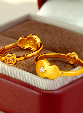 葫芦铜钱戒指小众设计感闭口指环