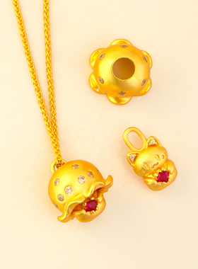 仿黄金色点钻蘑菇躲猫猫项链可爱