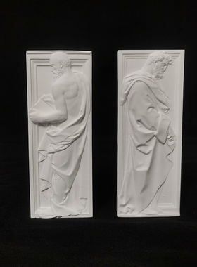 圣玛丽亚教堂披着斗篷的先知石膏浮雕装饰桌面摆件北欧风艺术浮雕