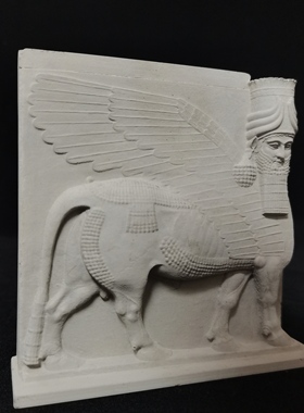 水泥鱼缸造景人首翼牛艺术装饰摆件家居饰品微缩创意建筑微景观