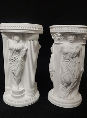 白色石膏女神柱手办底座拍照道具创意产品拍摄布景艺术品家居摆件