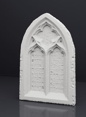 教堂建筑窗户浅浮雕石膏立体艺术家居摆件北欧饰品桌面布景拍照
