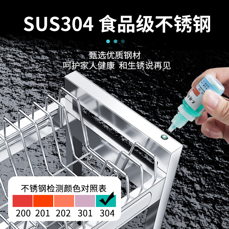 304不锈钢厨房置物架碗碟收纳架碗架家用碗柜放碗盘碗筷沥水架子-图1