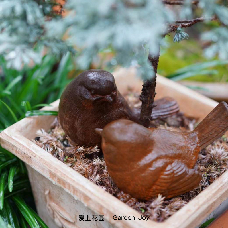 爱上花园|园艺杂货铸铁做旧锈色鸟儿们花园装饰摆件公主王子鸟-图2