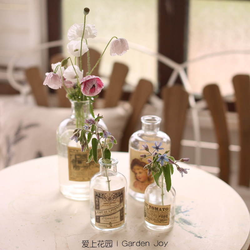 爱上花园室内装饰摆件插花瓶拍摄道具简约光面贴纸玻璃瓶,淘宝优惠券,粉丝福利购,淘宝优惠卷