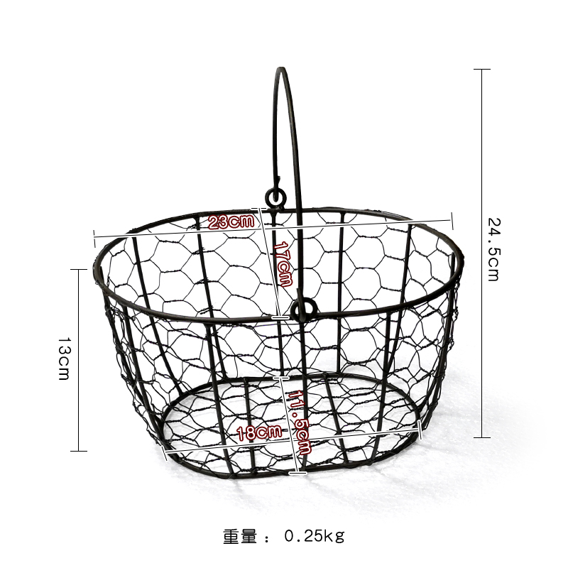 爱上花园 园艺杂货 家居收纳 铁线编织椭圆单把铁丝提篮 铁线篮子 - 图3
