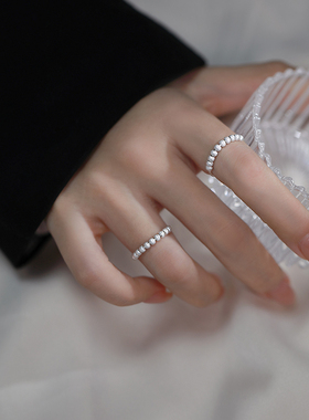 925纯银小米珠戒指女叠戴指环