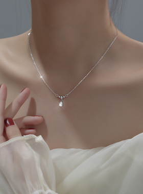 925银项链女夏季水滴轻奢小众