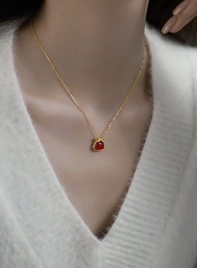 天然红玛瑙马项链本命年毛衣链