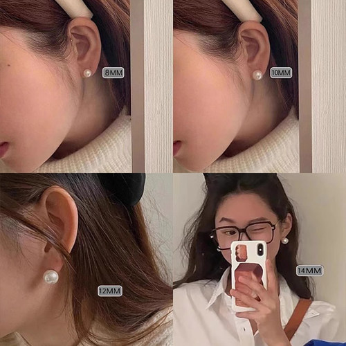 fever同款珍珠耳钉999纯银施家耳环2026新款爆款高级轻奢正圆耳饰 - 图2