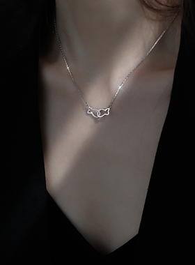 999纯银项链女双鱼锁骨链高级感
