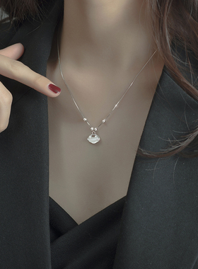 925纯银项链女2021年新款潮平安锁轻奢小众设计感锁骨链ins毛衣链