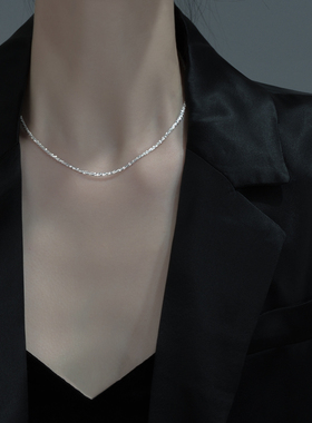 纯银项链女夏轻奢小众新款潮气质冷淡风锁骨链波光粼粼颈链
