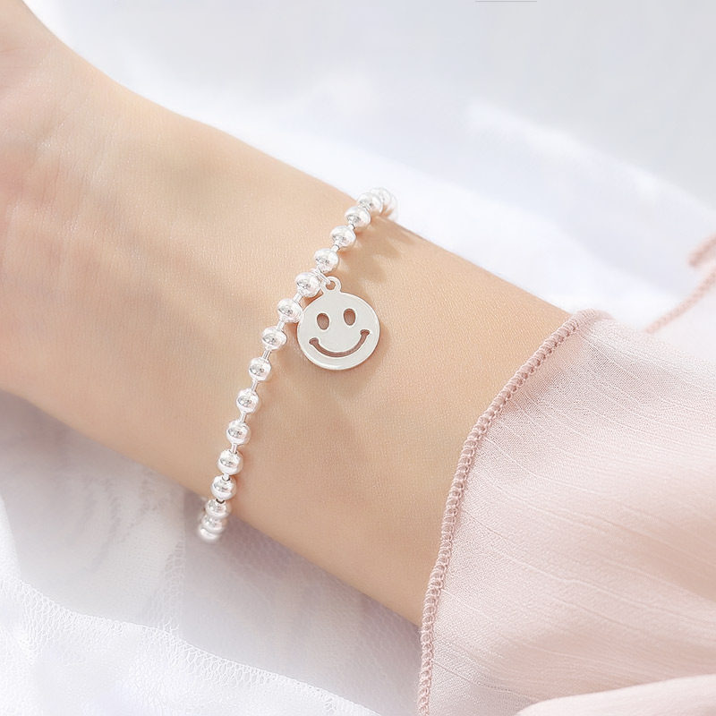 s925纯银emoji简约表情笑脸女手链 瑞泓祥手链