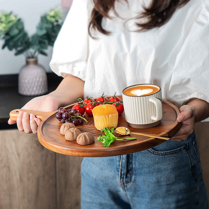 Bill.F相思木牛排餐盘实木家用木盘圆形食物盘西餐盘披萨托盘大号,淘宝优惠券,粉丝福利购,淘宝优惠卷