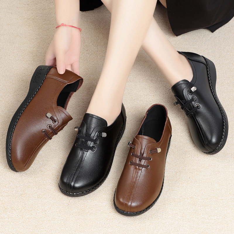 新款春秋真皮软底舒适防滑平底工作鞋单鞋女鞋大码中老年妈妈皮鞋,淘宝优惠券,粉丝福利购,淘宝优惠卷