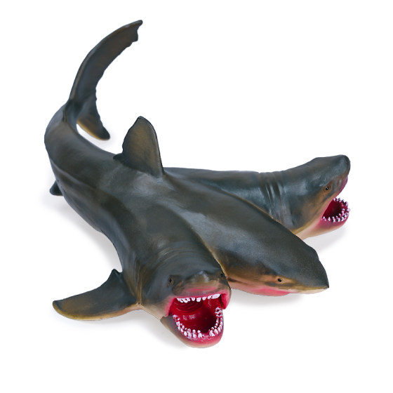 Simulated marine life model mutant three-headed shark toy shark model children's birthday gift ornaments collection