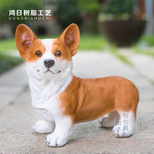 招财狗摆件可爱柯基狗仿真狗家居摆件客厅电视柜树脂摆设工艺品 - 图2