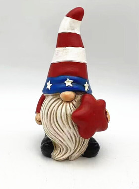 跨境新款美国独立日国庆节小矮人装饰品摆件桌面创意树脂工艺精灵