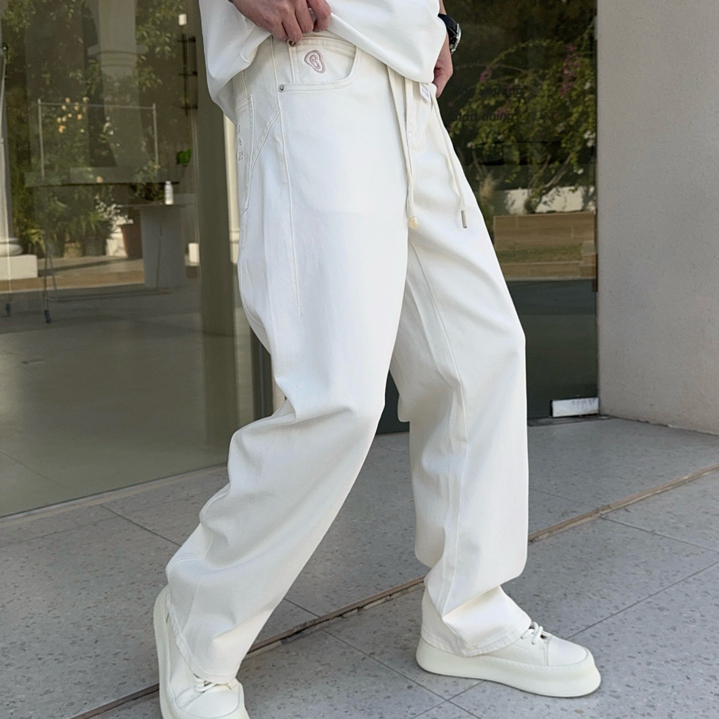 2026春季新款纯色老钱风弯刀直筒宽松潮牌简约牛仔潮男裤男士痞帅,淘宝优惠券,粉丝福利购,淘宝优惠卷