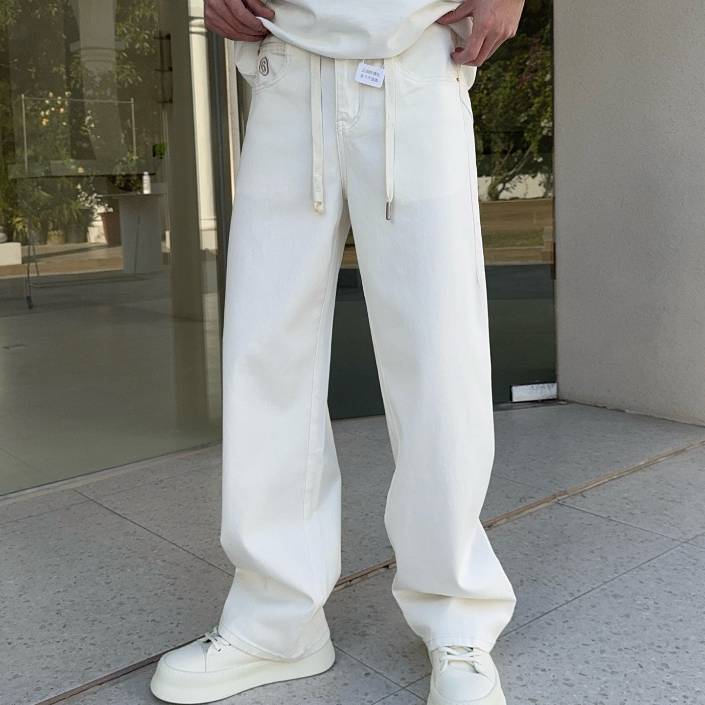 2026春季新款纯色老钱风弯刀直筒宽松潮牌简约牛仔潮男裤男士痞帅,淘宝优惠券,粉丝福利购,淘宝优惠卷