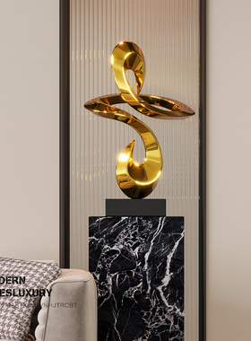 高级感轻奢几何雕塑摆件玄关客厅装饰电视柜过道落地大型艺术高档